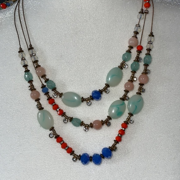 Colorful Multi strand necklace & earrings set - Picture 5 of 7